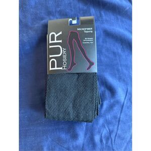 PUR Hosiery Microfiber Tights 80 Denier Appearance Control Top Navy Black S/M